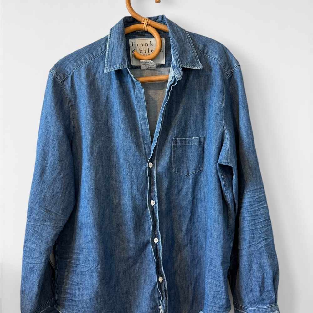 Frank & Elieen Denim Button Down The Elieen Sz Large - Picture 3 of 6